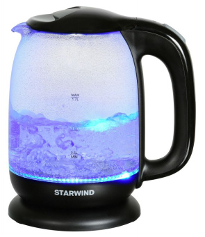 Чайник электрический Starwind SKG1210 1.7л. 2200Вт черный (корпус: стекло) - купить недорого с доставкой в интернет-магазине