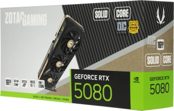 Видеокарта Zotac PCI-E 5.0 RTX 5080 SOLID CORE OC NVIDIA GeForce RTX 5080 16Gb 256bit GDDR7 2640/30000 HDMIx1 DPx3 HDCP Ret - купить недорого с доставкой в интернет-магазине