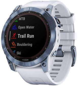 Смарт-часы Garmin Fenix 7X 1.4" корп.синий рем.белый (010-02541-15) - купить недорого с доставкой в интернет-магазине