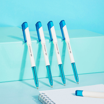 Ручка шариков. Deli Arrow EQ23-BL белый/голубой d=0.7мм син. черн. (1шт) - купить недорого с доставкой в интернет-магазине