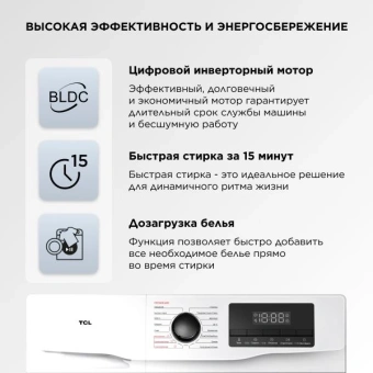 Стиральная машина TCL W-SF606W класс: A+++ загр.фронтальная макс.:6кг белый инвертор - купить недорого с доставкой в интернет-магазине