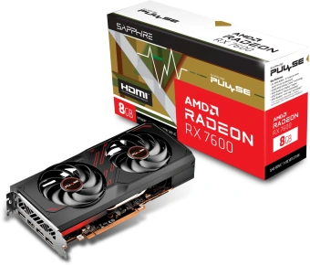 Видеокарта Sapphire PCI-E 4.0 11324-01-20G PULSE RX 7600 GAMING AMD Radeon RX 7600 8Gb 128bit GDDR6 2355/17500 HDMIx1 DPx3 HDCP Ret - купить недорого с доставкой в интернет-магазине