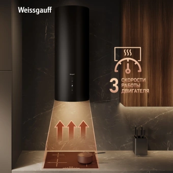Вытяжка каминная Weissgauff Tubus 90 Black Edition черный управление: кнопочное (1 мотор) - купить недорого с доставкой в интернет-магазине