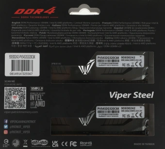 Память DDR4 2x16GB 3200MHz Patriot PVS432G320C6K Viper Steel RTL Gaming PC4-25600 CL16 DIMM 288-pin 1.35В dual rank с радиатором Ret - купить недорого с доставкой в интернет-магазине