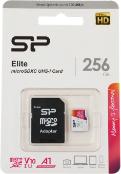 Флеш карта microSDXC 256GB Silicon Power SP256GBSTXBV1V20SP Elite + adapter - купить недорого с доставкой в интернет-магазине