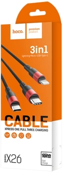 Кабель Hoco X26 Xpress one 80282 1м черный/красный - купить недорого с доставкой в интернет-магазине