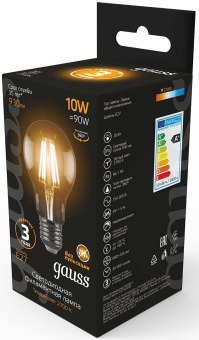 Лампа филам. Gauss 10Вт цок.:E27 шар 220B св.свеч.бел.теп. A60 (упак.:10шт) (102802110) - купить недорого с доставкой в интернет-магазине