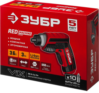 Отвертка аккум. Зубр ЗО-Е-3.6 Ли аккум. патрон:Шестигранник 6.35 мм (1/4) (кейс в комплекте) - купить недорого с доставкой в интернет-магазине