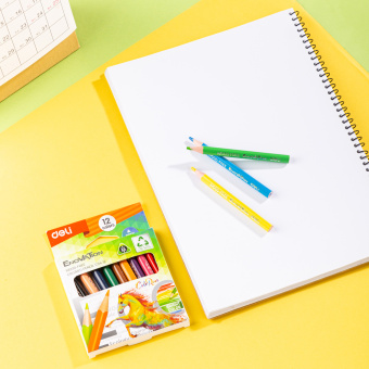 Карандаши цв. Deli EC114-12 Enovation трехгран. пластик 12цв. коробка/европод. (12шт) - купить недорого с доставкой в интернет-магазине