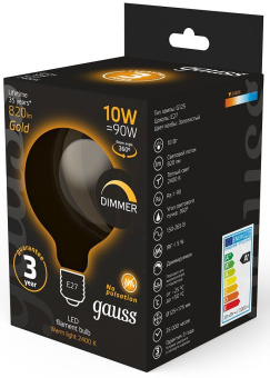 Лампа светодиодная Gauss Filament 158802010-D 10Вт цок.:E27 шар 220B св.свеч.бел.теп. (упак.:1шт) - купить недорого с доставкой в интернет-магазине