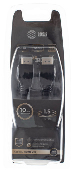 Кабель аудио-видео Cactus CS-HDMI.2-1.5 HDMI (m)/HDMI (m) 1.5м. Позолоченные контакты черный - купить недорого с доставкой в интернет-магазине