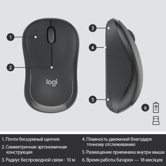 Клавиатура + мышь Logitech MK295 клав:черный мышь:черный USB беспроводная (920-009807) - купить недорого с доставкой в интернет-магазине