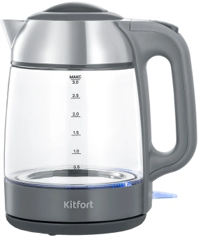 Чайник электрический Kitfort КТ-6762 3л. 2000Вт серый/серебристый корпус: стекло/металл/пластик - купить недорого с доставкой в интернет-магазине