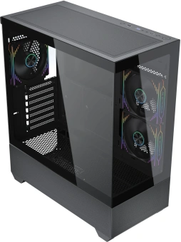 Корпус Accord ACC-EL1B TG черный без БП ATX 2xUSB2.0 1xUSB3.1 audio - купить недорого с доставкой в интернет-магазине