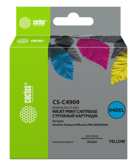 Картридж струйный Cactus CS-C4909 №940XL желтый (30мл) для HP DJ Pro 8000/8500 - купить недорого с доставкой в интернет-магазине