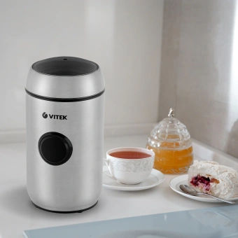 Кофемолка Vitek VT-7123 150Вт сист.помол.:ротац.нож вместим.:50гр стальной - купить недорого с доставкой в интернет-магазине