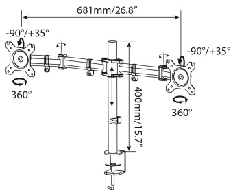 Кронштейн для мониторов Cactus CS-VM-D29-BK черный 13"-27" макс.10кг настольный поворот и наклон - купить недорого с доставкой в интернет-магазине