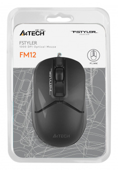 Мышь A4Tech Fstyler FM12S черный оптическая (1200dpi) silent USB (3but) - купить недорого с доставкой в интернет-магазине