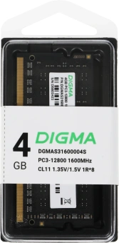 Память DDR3 4GB 1600MHz Digma DGMAS31600004S RTL PC3-12800 CL11 SO-DIMM 204-pin 1.35В single rank Ret - купить недорого с доставкой в интернет-магазине