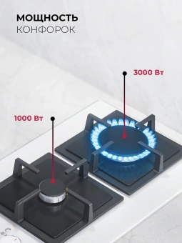 Газовая варочная поверхность Lex GVG 324 WH белый - купить недорого с доставкой в интернет-магазине