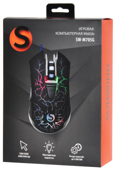 Мышь SunWind SW-M705G черный оптическая 3600dpi USB для ноутбука 6but (1422391) - купить недорого с доставкой в интернет-магазине