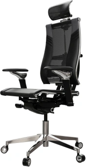 Кресло руководителя эргономичное Метта Yoga Spine Triumph B2 (Черный CC.50.15.13A) Infinity Easy Clean экокожа/сетка с подголов. крестов. алюминий хром - купить недорого с доставкой в интернет-магазине