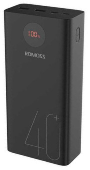 Мобильный аккумулятор Romoss PEA40PF 40000mAh QC3.0 22.5W 5A 2xUSB-A/USB-C черный (6973693499151) - купить недорого с доставкой в интернет-магазине