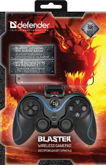 Геймпад Defender Blaster черный Bluetooth Беспроводной виброотдача (в компл.:держатель для смартфона/кабель USB) (64283) - купить недорого с доставкой в интернет-магазине