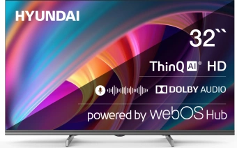 Телевизор LED Hyundai 32" H-LED32BS5100 WebOS Frameless Metal черный/серый HD 60Hz DVB-T DVB-T2 DVB-C DVB-S DVB-S2 USB WiFi Smart TV - купить недорого с доставкой в интернет-магазине