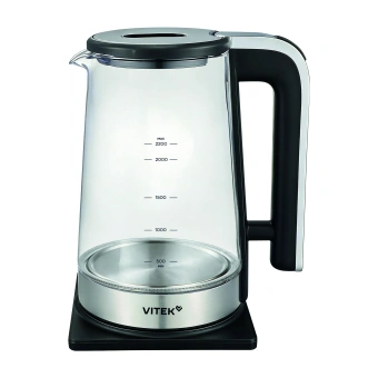 Чайник электрический Vitek VT-WK1073 2.2л. 1800Вт черный/серебристый корпус: стекло - купить недорого с доставкой в интернет-магазине