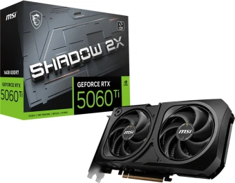 Видеокарта MSI PCI-E 5.0 RTX 5060 TI 16G SHADOW 2X PLUS NVIDIA GeForce RTX 5060TI 16Gb 128bit GDDR7 2572/28000 HDMIx1 DPx3 HDCP Ret - купить недорого с доставкой в интернет-магазине