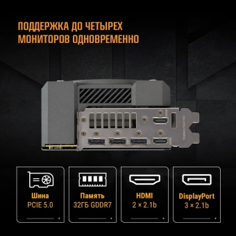 Видеокарта Asus PCI-E 5.0 TUF-RTX5090-32G-GAMING NVIDIA GeForce RTX 5090 32Gb 512bit GDDR7 2407/28000 HDMIx2 DPx3 HDCP Ret - купить недорого с доставкой в интернет-магазине