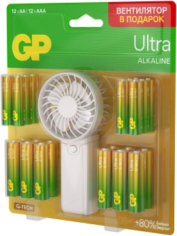 Батарея GP Ultra 15AU/24AU/FANWETA21-2CRSBC24 AA/AAA (промо:Вентилятор в подарок) (24шт) блистер - купить недорого с доставкой в интернет-магазине