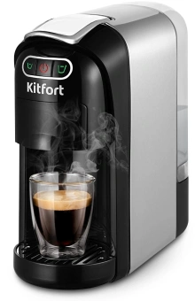 Кофемашина Kitfort КТ-7508 1400Вт серебристый/черный - купить недорого с доставкой в интернет-магазине