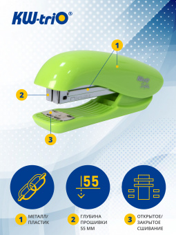 Степлер Kw-Trio 05665green Dolphin 24/6 26/6 (20листов) зеленый 150скоб металл/пластик - купить недорого с доставкой в интернет-магазине