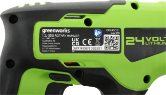 Перфоратор Greenworks GD24SDS1 патрон:SDS-plus уд.:1.2Дж аккум. (кейс в комплекте) - купить недорого с доставкой в интернет-магазине