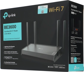 Роутер беспроводной TP-Link Archer BE220 BE3600 10/100/1000BASE-TX черный - купить недорого с доставкой в интернет-магазине