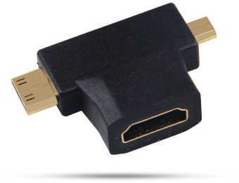 Переходник аудио-видео Premier 5-895-6 Micro HDMI (m)/HDMI (f)/Mini HDMI (m) черный - купить недорого с доставкой в интернет-магазине