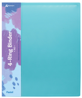 Папка панорама на 4-х кольцах Бюрократ Pastel PAST0740/4RBLUE A4 пластик 0.7мм кор.40мм торц.карм с бум. встав голубой - купить недорого с доставкой в интернет-магазине