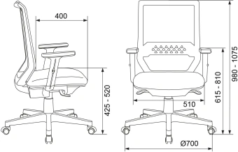 Кресло эргономичное Бюрократ MC-W611N серый TW SQU GR E9181_11 сетка/ткань крестов. пластик пластик белый - купить недорого с доставкой в интернет-магазине