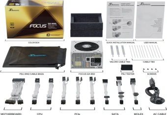 Блок питания Seasonic ATX 850W Focus GX-850 Gen.5 WHITE 80+ gold (20+4pin) APFC 135mm fan 8xSATA Cab Manag RTL - купить недорого с доставкой в интернет-магазине