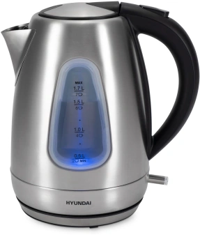 Чайник электрический Hyundai HYK-S7407 1.7л. 2200Вт серебристый матовый/черный корпус: металл - купить недорого с доставкой в интернет-магазине