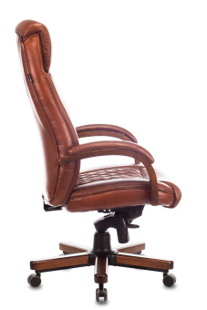 Кресло руководителя Бюрократ T-9924WALNUT светло-коричневый Leather Eichel кожа крестов. металл/дерево - купить недорого с доставкой в интернет-магазине