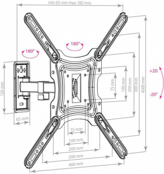Кронштейн для телевизора Arm Media LCD-403 new черный 26"-55" макс.30кг настенный поворот и наклон - купить недорого с доставкой в интернет-магазине