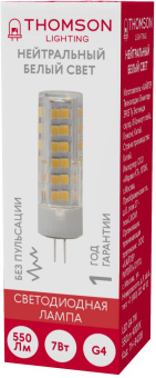Лампа светодиодная Thomson TH-B4208 7Вт цок.:G4 капсул. 220B 4000K св.свеч.бел.нейт. (упак.:1шт) - купить недорого с доставкой в интернет-магазине