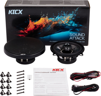 Колонки автомобильные Kicx SA 134 80Вт 90дБ 4Ом 13см (5дюйм) (ком.:2кол.) коаксиальные четырехполосные - купить недорого с доставкой в интернет-магазине
