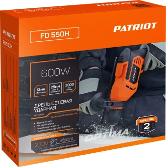 Дрель ударная Patriot FD 550H 600Вт ключевой реверс (120301550) - купить недорого с доставкой в интернет-магазине