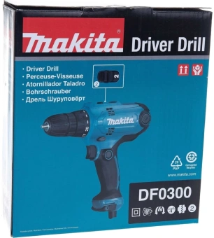 Дрель безударная Makita DF0300 320Вт патрон:быстрозажимной реверс - купить недорого с доставкой в интернет-магазине