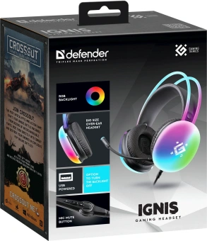 Наушники с микрофоном Defender Ignis черный 2.2м накладные USB оголовье (64441) - купить недорого с доставкой в интернет-магазине