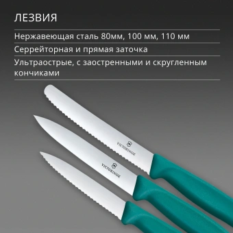Набор ножей кухон. Victorinox Swiss Classic 6.7114.34C1 для овощей компл.:3предм. зеленый европодвес - купить недорого с доставкой в интернет-магазине